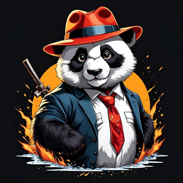 Panda gangster maskotka esport projektowanie logo