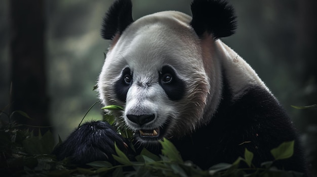 panda jedząca bambus