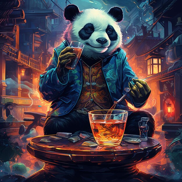 Panda kung fu dla wektoru projektowania koszulek