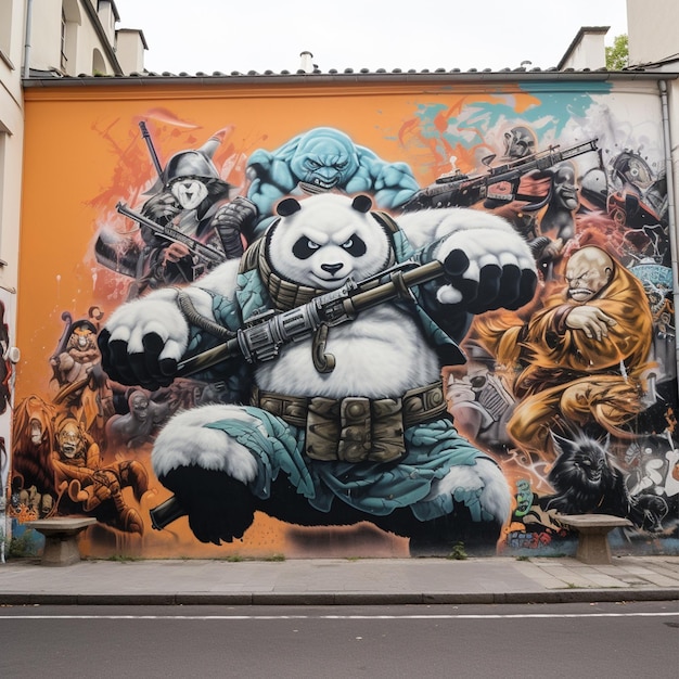 Panda kung fu w chińskim krajobrazie koszulki