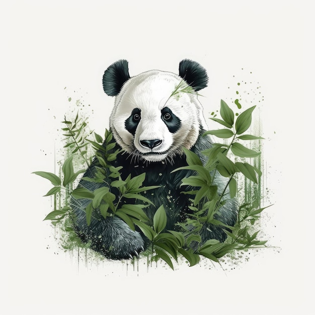 Panda w dżungli Zabawna ilustracja na białym tle