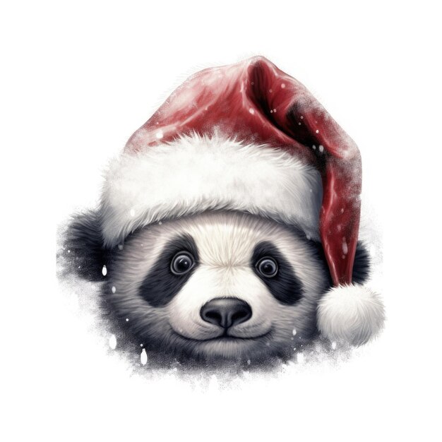 Panda w kapeluszu Świętego Mikołaja
