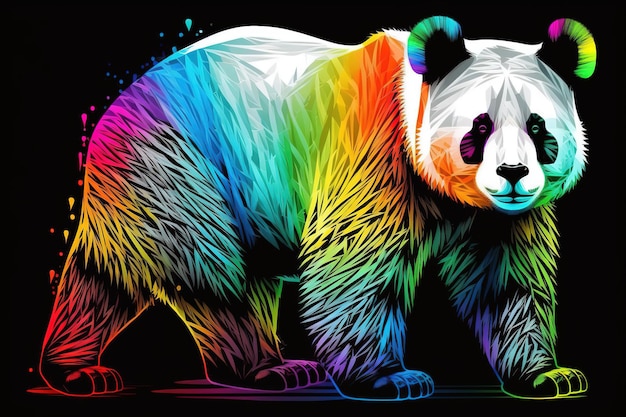 Panda w neonowym pastelowym kolorze