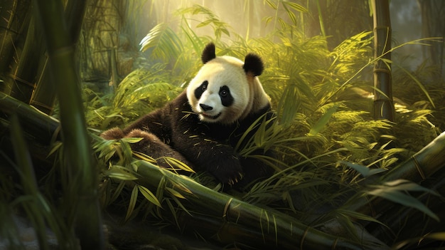 Pandy zazwyczaj wybierają odpoczynek w gajach bambusowych, które są ich głównym źródłem pożywienia