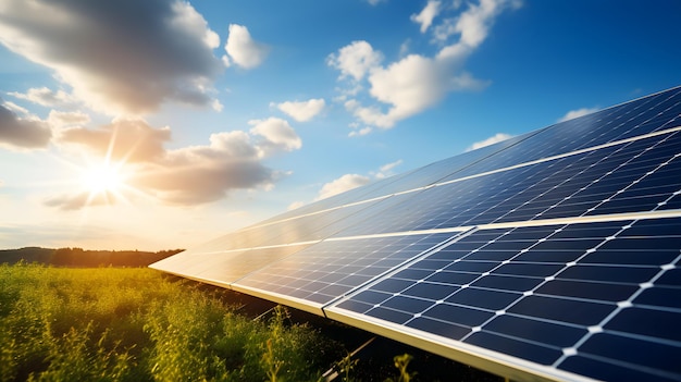 panele słoneczne na zielonym polu zielony przejście energia słoneczna ze źródeł odnawialnych