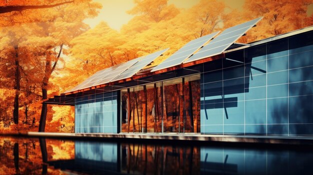 Zdjęcie panele słoneczne w nowoczesnym domu