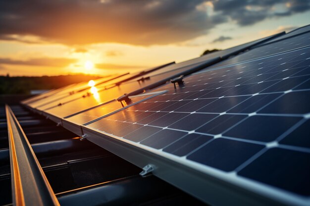 Panele słoneczne zainstalowane na dachu domu Alternatywne źródło energii