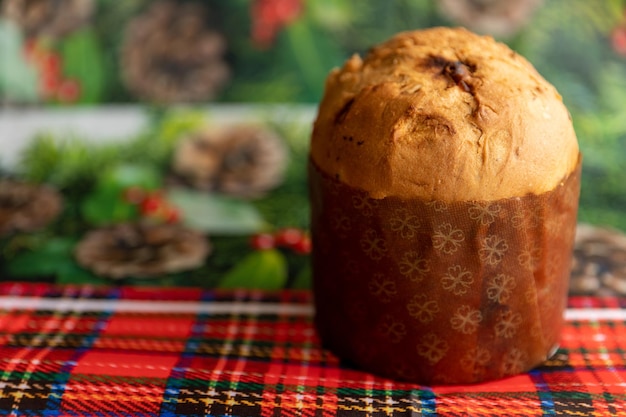 Panettone to tradycyjny włoski deser na Boże Narodzenie Z bliska czekolada