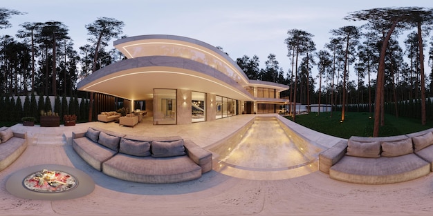 Panorama 360 nowoczesnego domu. luksusowa architektura