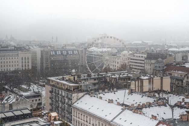 Panorama Budapesztu w zimie