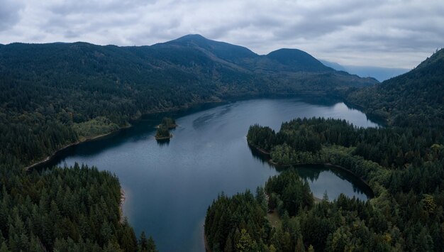 Panorama jeziora Hicks z lotu ptaka