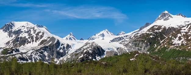 Panorama lodowca Worthington w pobliżu przełęczy Thompson na Alasce