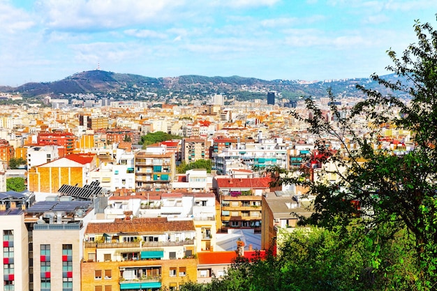 Panorama miasta Barcelona z zamku MontjuicCatalonia Hiszpania