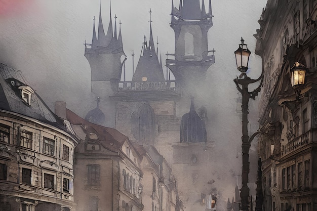 Panorama Miasta Praga Kolor Artx9xa