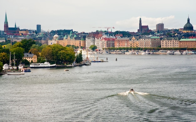 Panorama Miasta Sztokholm W Jesienny Dzień Szwecja