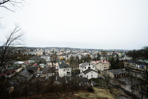 Panorama miasta Terebovlia z zamku Tarnopolskiego regionu Ukraina