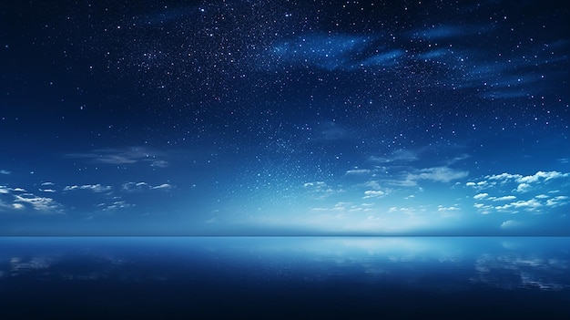 panorama niebieskiego nocnego nieba, droga mleczna i gwiazda na ciemnoniebieskim niebie