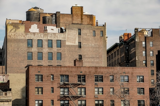 Panorama Nowego Jorku Manhattan Skyline podczas zachodu słońca Koncepcja miasta