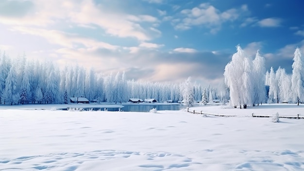 panorama pięknego parku zimowego