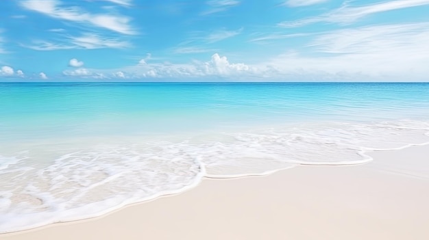 Panorama pięknej białej piaskowej plaży i turkusowej wody na Malediwach letnie wakacje na plaży tło Fale morza na piaszczystej plaży