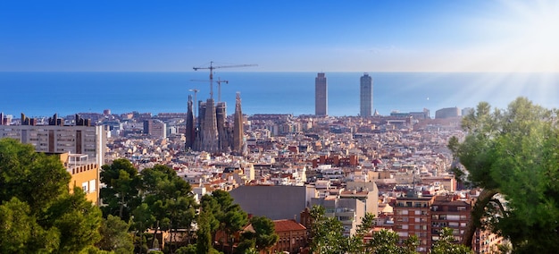 Panorama Sagrada familia i Barcelona, Hiszpania