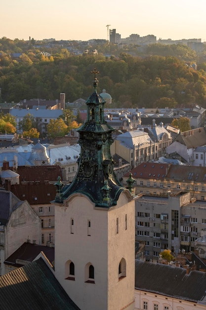 Panorama starego historycznego centrum Lwowa Ukraina Europa