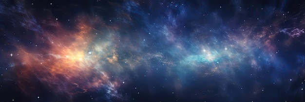 Panorama wszechświata Galaktyka Drogi Mlecznej z błyszczącymi gwiazdami i pyłem kosmicznym na niebie