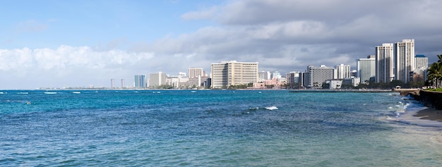 Panorama wybrzeża w Waikiki