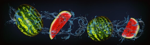 Panorama z owocami w wodzie soczyste arbuzy podnoszą odporność człowieka