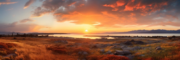 Zdjęcie panorama zachodu słońca