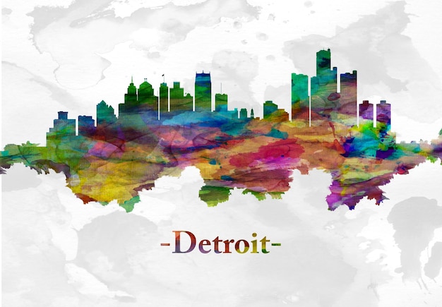 Panoramę Detroit w stanie Michigan