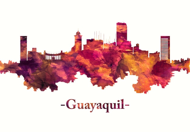 Panoramę Ekwadoru Guayaquil na czerwono