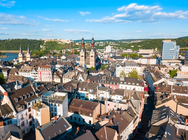 Panoramę miasta Koblencja w Niemczech