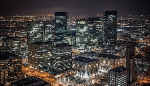 panoramę miasta miasto nocą miasto generatywne AI