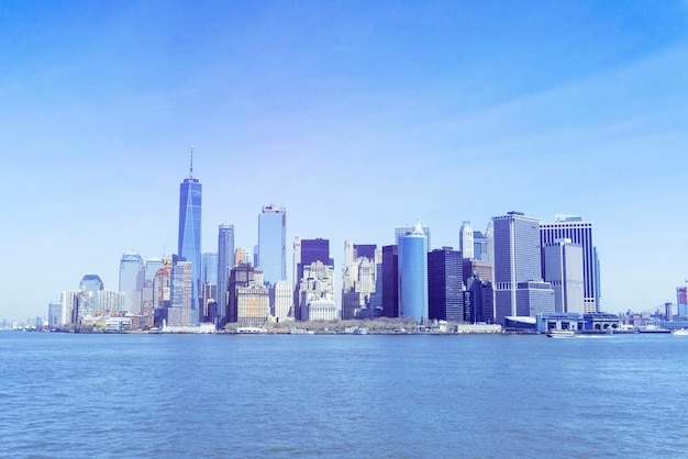 Panoramę Nowego Jorku widzianą z łodzi
