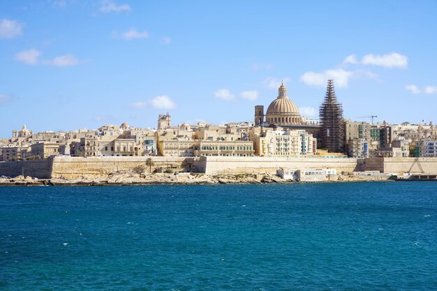 Panoramę Valetty Ze Sliema Malta Europa