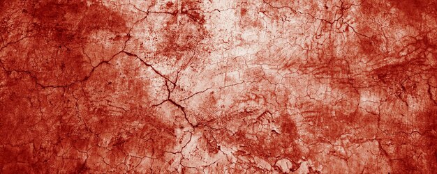 Panoramiczna czerwona ściana z grunge teksturą Abstrakcyjny przerażający beton Horror cement na tle