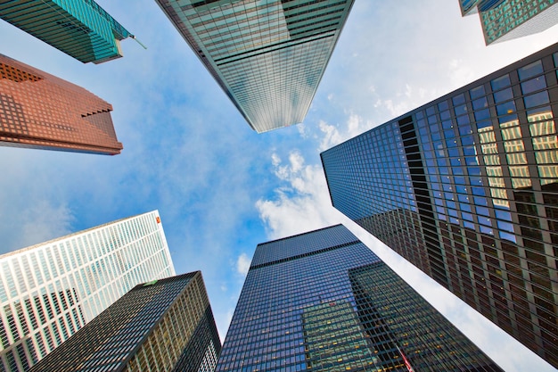 Panoramiczna panorama i wysokie drapacze chmur w finansowej dzielnicy Toronto