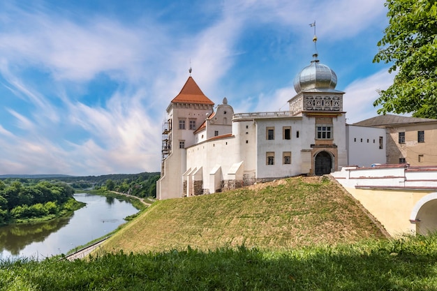 Panoramiczna Promenada Z Widokiem Na Stare Miasto I Zabytkowe Budynki średniowiecznego Zamku W Pobliżu Szerokiej Rzeki