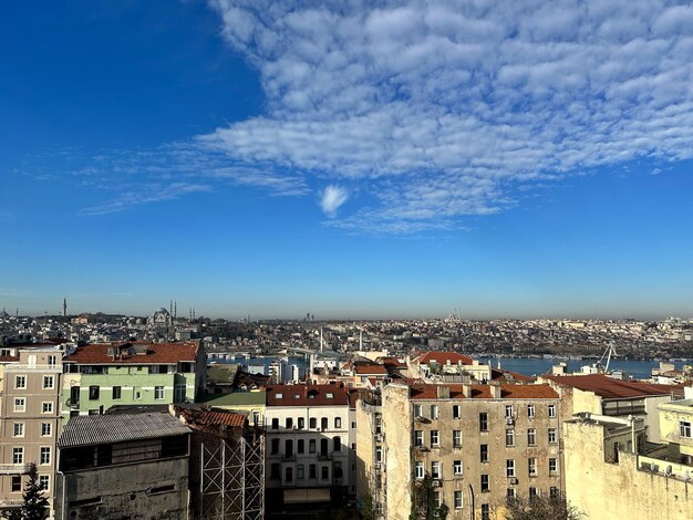 panoramiczne zdjęcie historycznego centrum Stambułu z góry