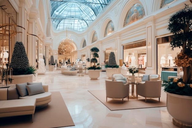 panoramiczny obraz wnętrza luksusowego centrum handlowego