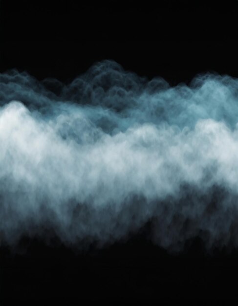 Panoramiczny widok abstrakcyjnej mgły lub dymu poruszającego się na czarnym tle Biała mgła chmurna