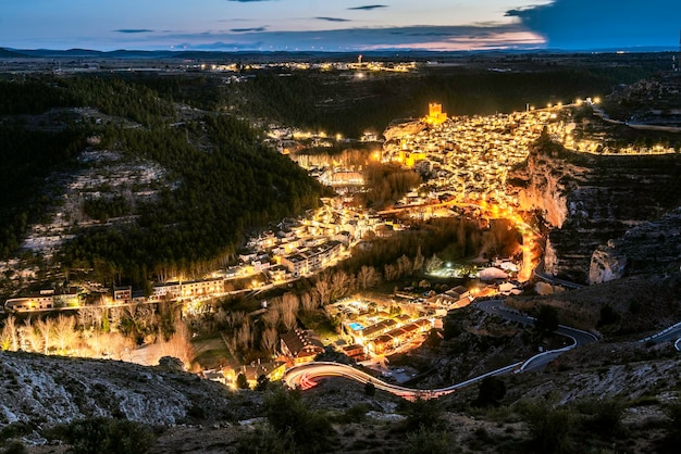 Panoramiczny Widok Alcala Del Jucar Miasto W Prowincji Albacete Hiszpania