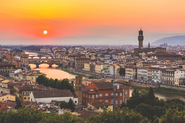 Panoramiczny Widok Florencja Przy Zmierzchem