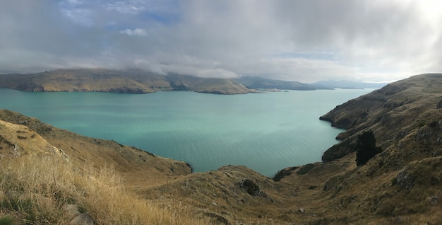 Panoramiczny widok Lyttelton schronienie blisko Christchurch Nowa Zelandia