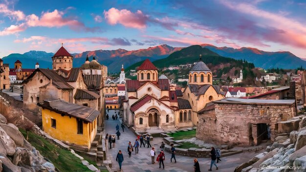 Panoramiczny widok Mtskheta w Georgii