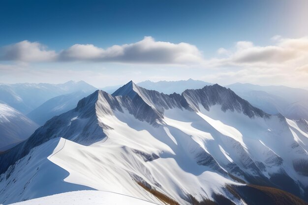 Panoramiczny widok na łańcuch górski z szczytu