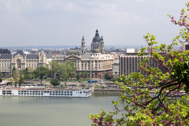 Panoramiczny Widok Na Miasto I Rzekę W Wiosenny Dzień