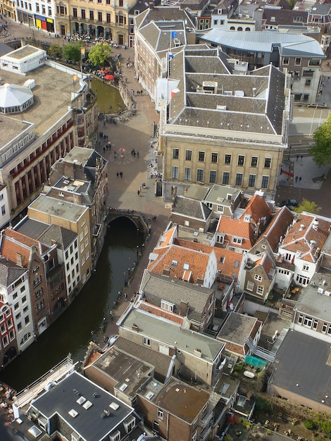 Panoramiczny widok na miasto w słoneczny dzień Utrecht Holandia