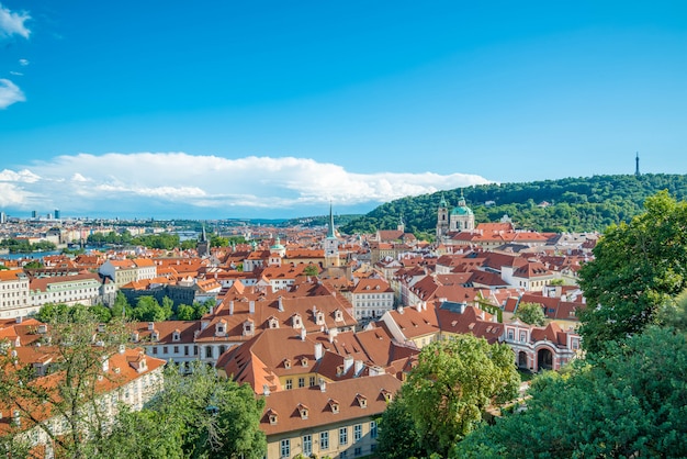 Panoramiczny widok na panoramę miasta Praga, Praga, Republika Czeska